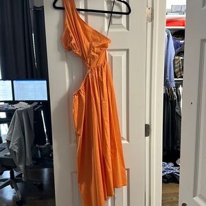 Brand NWT, Forever 21 one shoulder cutout orange dress, size M